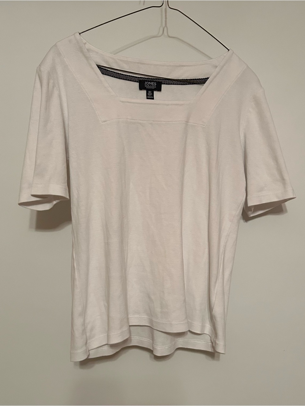 Jones New York Cream Square-Neck Short Sleeve Tee
